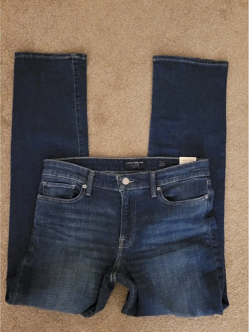 Lucky Brand Sweet Mid-Rise Straight Jeans Woman's 12/31R Dark Wash Classic NWT - Picture 4 of 9
